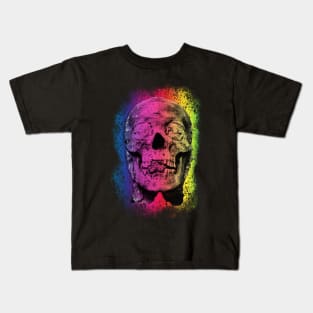 Scary Skull Head Rainbow Gradient Pastel Goth Creepy Halloween Kids T-Shirt